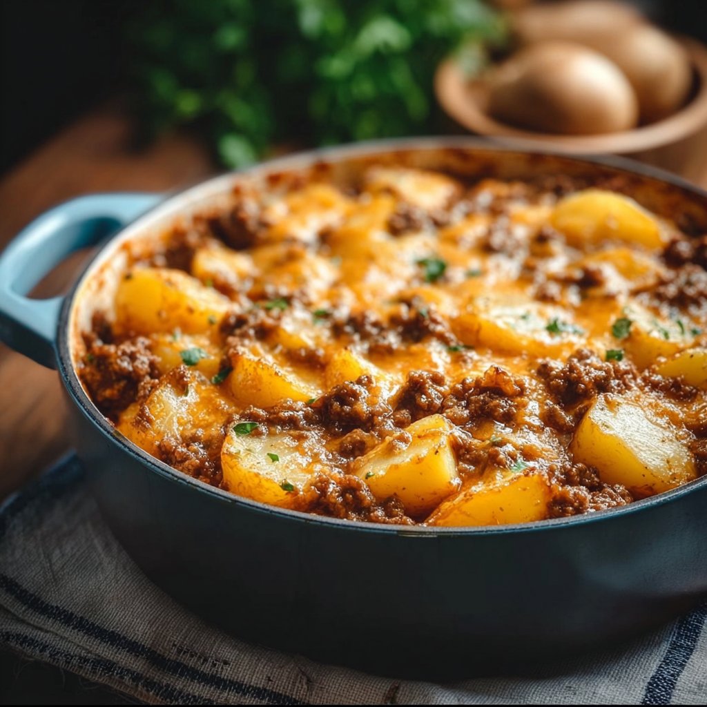Cheesy Ground Beef & Potato Casserole