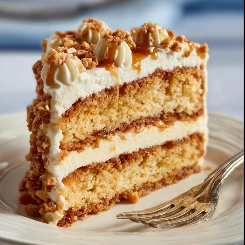 Delicious Butterscotch Crunch Cake topped with crunchy butterscotch bits