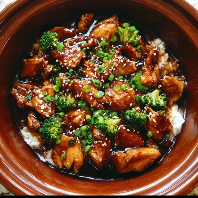 Crockpot Teriyaki Chicken in a bowl, showcasing its savory glaze and tender pieces.