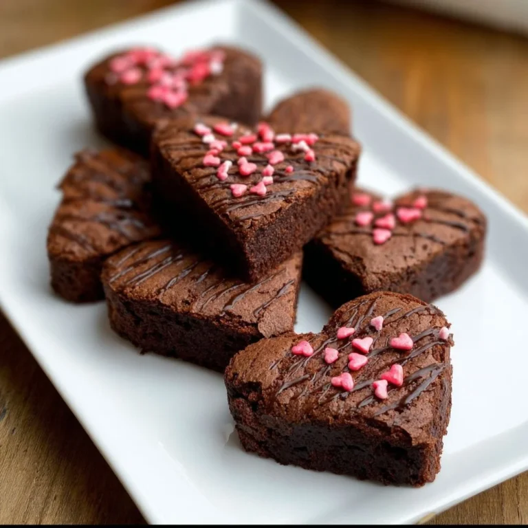 Heart shaped brownies served on a plate, showcasing a delightful brownies recipe