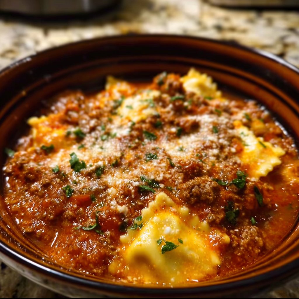 Crockpot Ravioli Lasagna