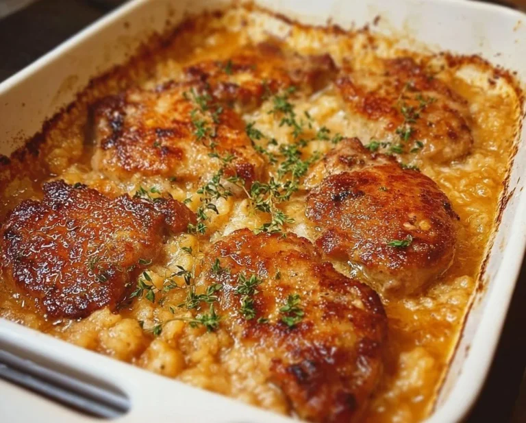 Delicious Pork Chop Casserole baked with tender pork and savory ingredients.