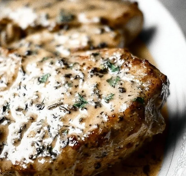 Delicious smothered pork chops served with rich gravy on a plate