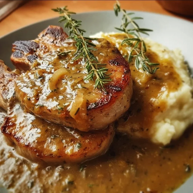 Southern Smothered Pork Chops served with savory gravy