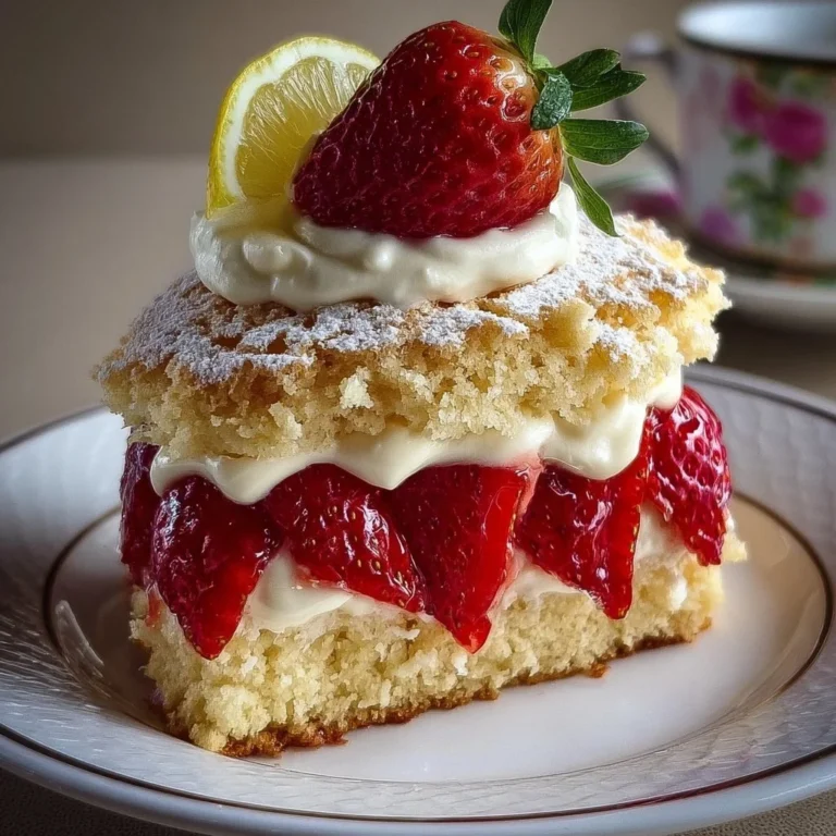 Strawberry Lemon Shortcake with fresh strawberries and whipped cream