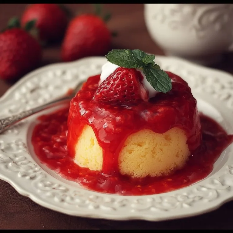 Homemade strawberry sauce drizzled over desserts, showcasing its vibrant red color.