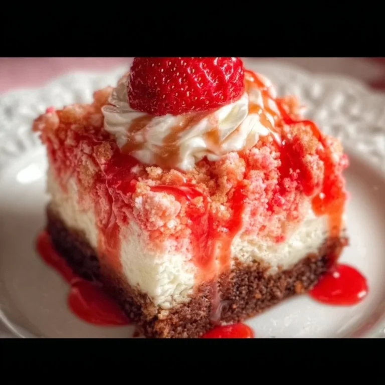 Delicious strawberry shortcake brownies topped with fresh strawberries.