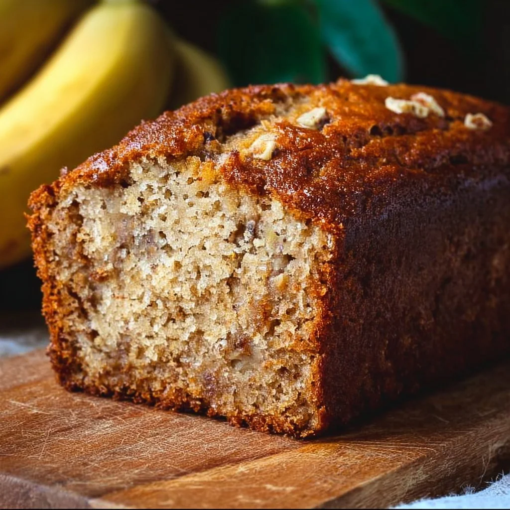 A loaf of the best moist banana bread fresh out of the oven