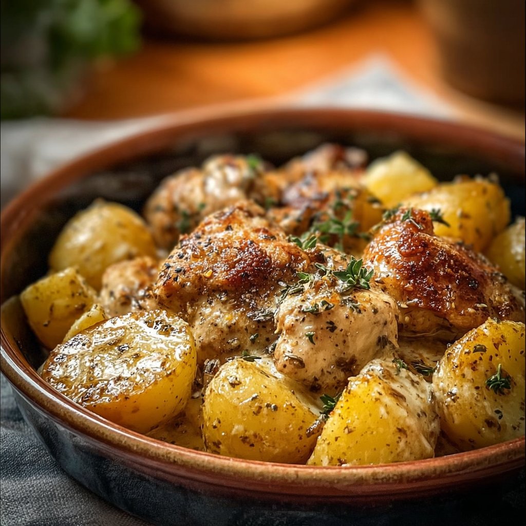 Garlic Parmesan Crockpot Chicken and Potatoes
