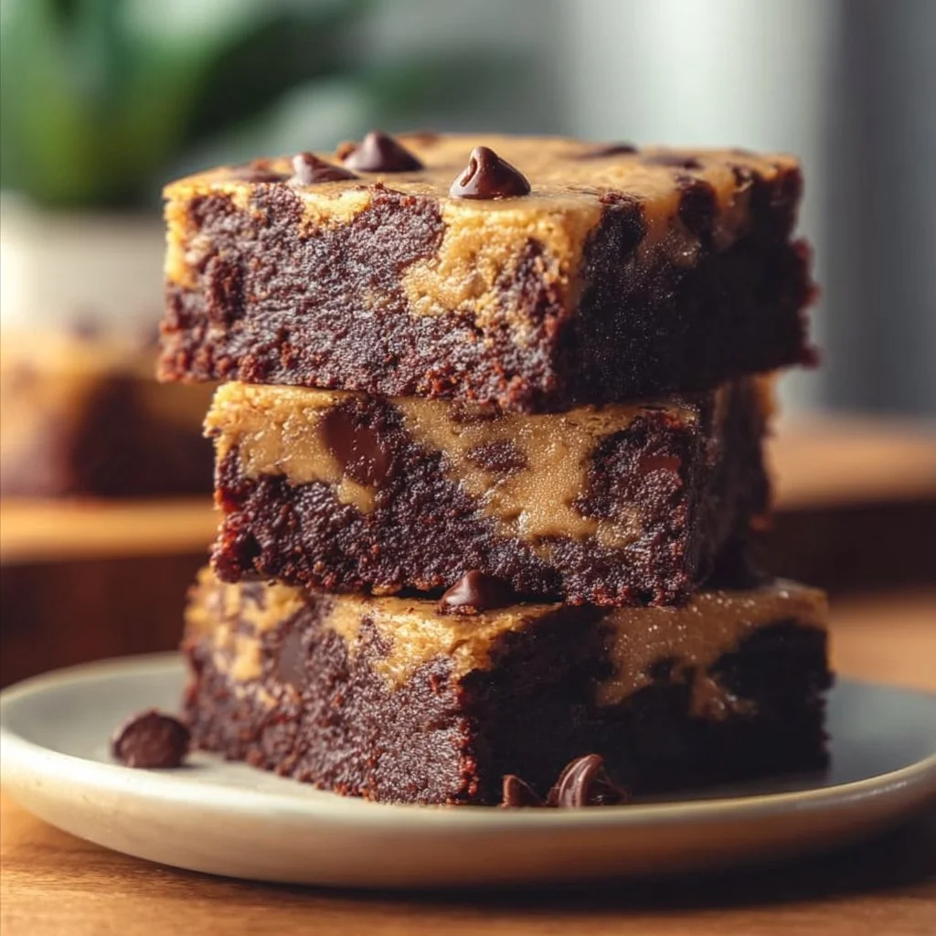 Brownie revisité avec des ingrédients gourmands et une présentation élégante.