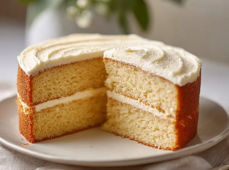 Un délicieux gâteau à la vanille avec une texture moelleuse et un glaçage simple