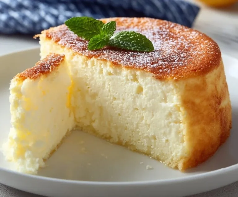 Gâteau au fromage blanc moelleux sur une assiette garnie de fruits frais.