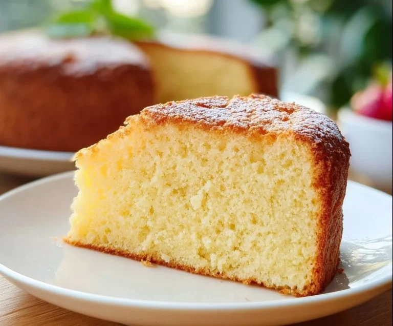 Gâteau au yaourt classique en tranches sur une assiette
