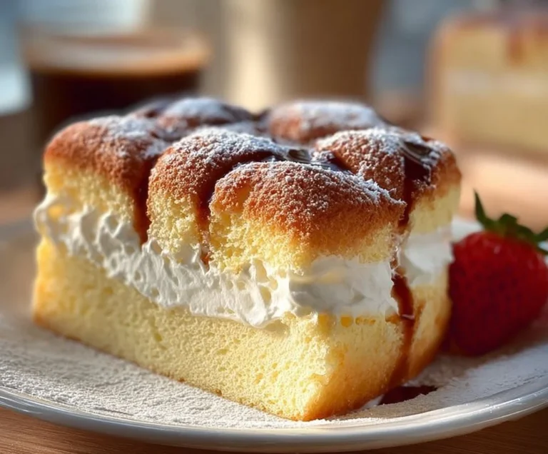 Gâteau Nuage de Grand-Mère, dessert léger et aéré, sur table en bois