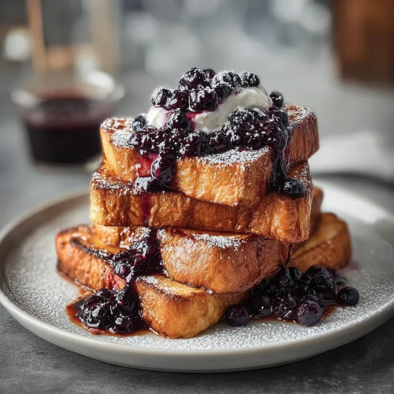 Pain Perdu décadent à la brioche avec compote de myrtilles délicieuse
