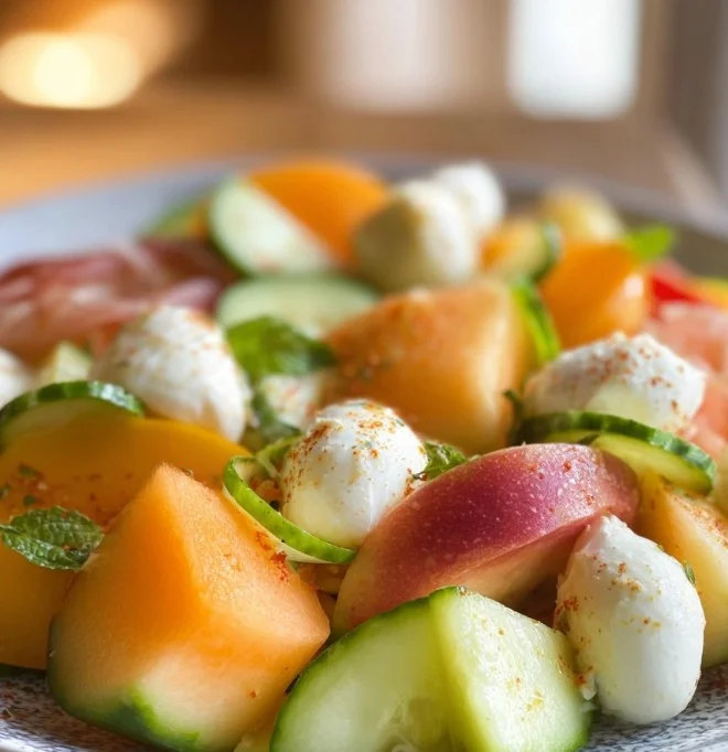 Salade de melon fraîche et colorée servie dans un bol