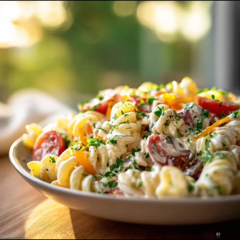 Salade de pâtes au ranch avec légumes croquants et sauce crémeuse