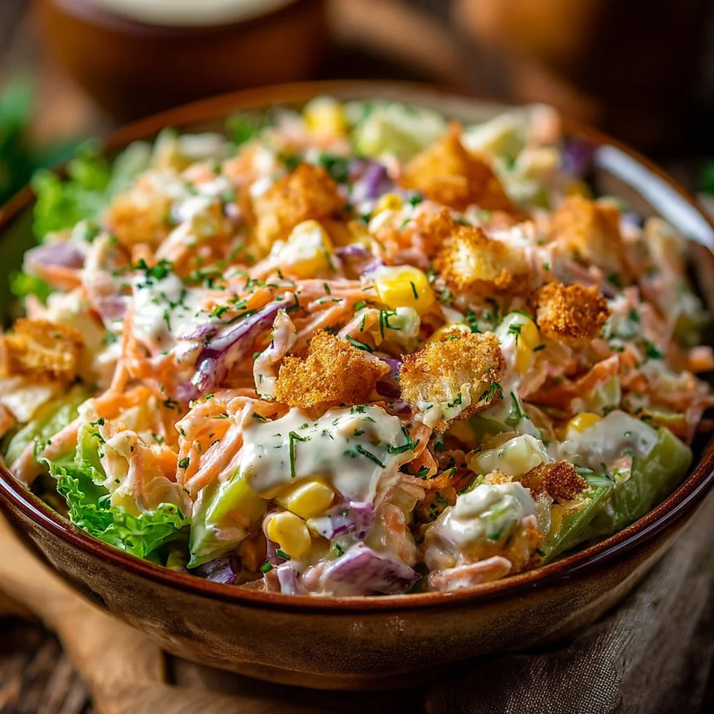 Salade gourmande crémeuse et croquante
