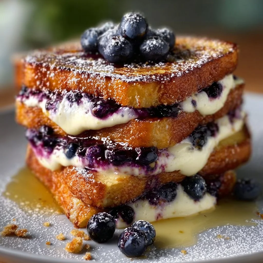 Stuffed Pain Perdu with Creamy Cheese and Blueberries