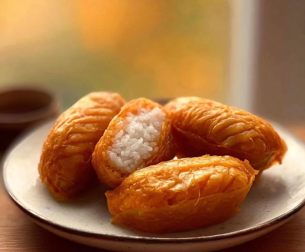 Sushi Inari avec tofu frit et garnitures japonaises savoureuses