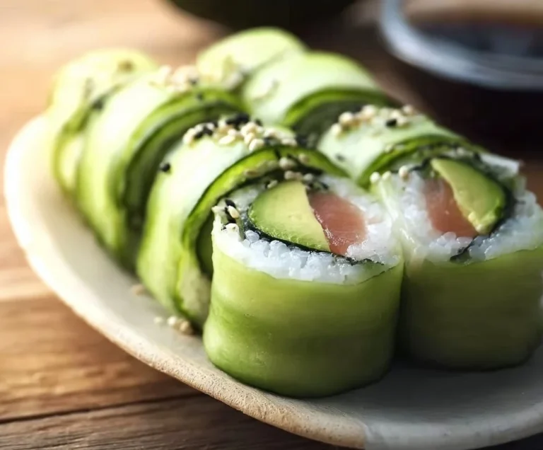 Sushi avec concombre et avocat, un plat frais et savoureux
