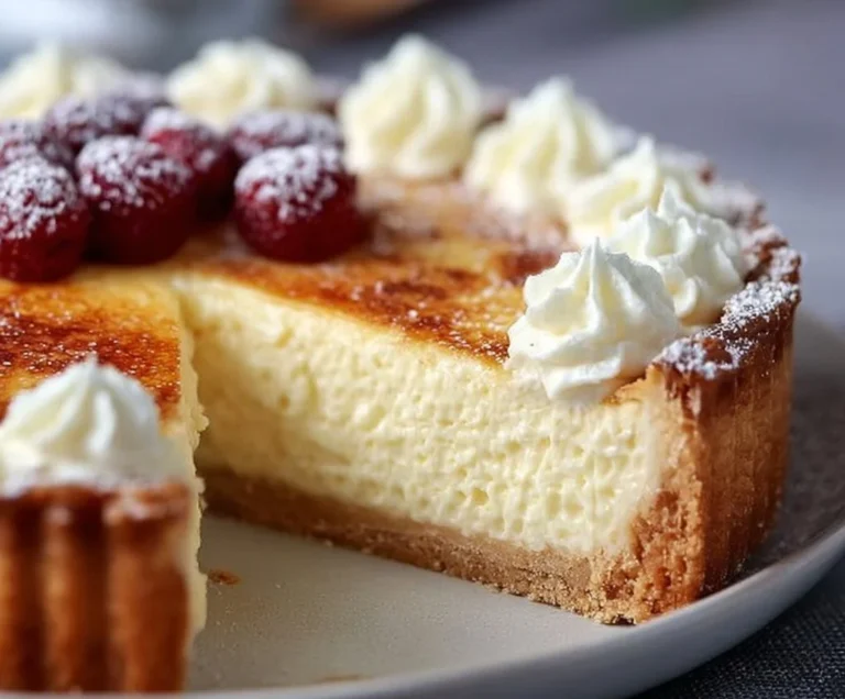 Une délicieuse Tarte au Mascarpone garnie de fruits frais et de crème.