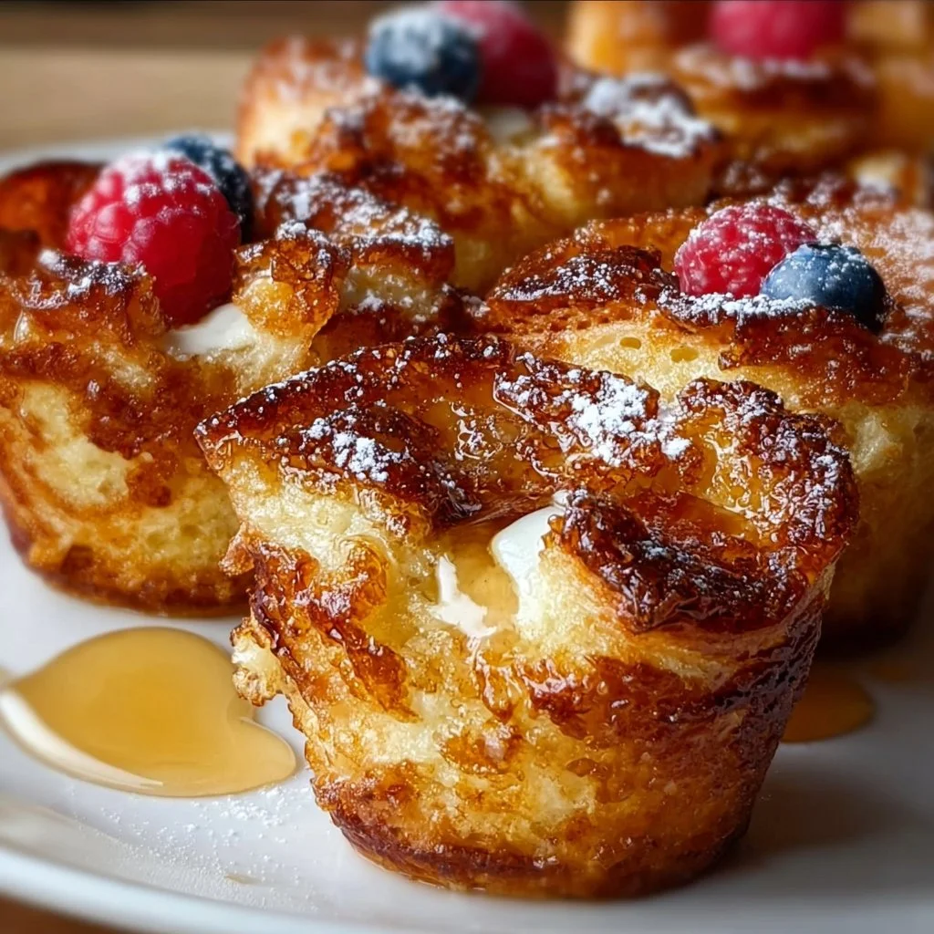 Tasses de pain perdu cuites au four