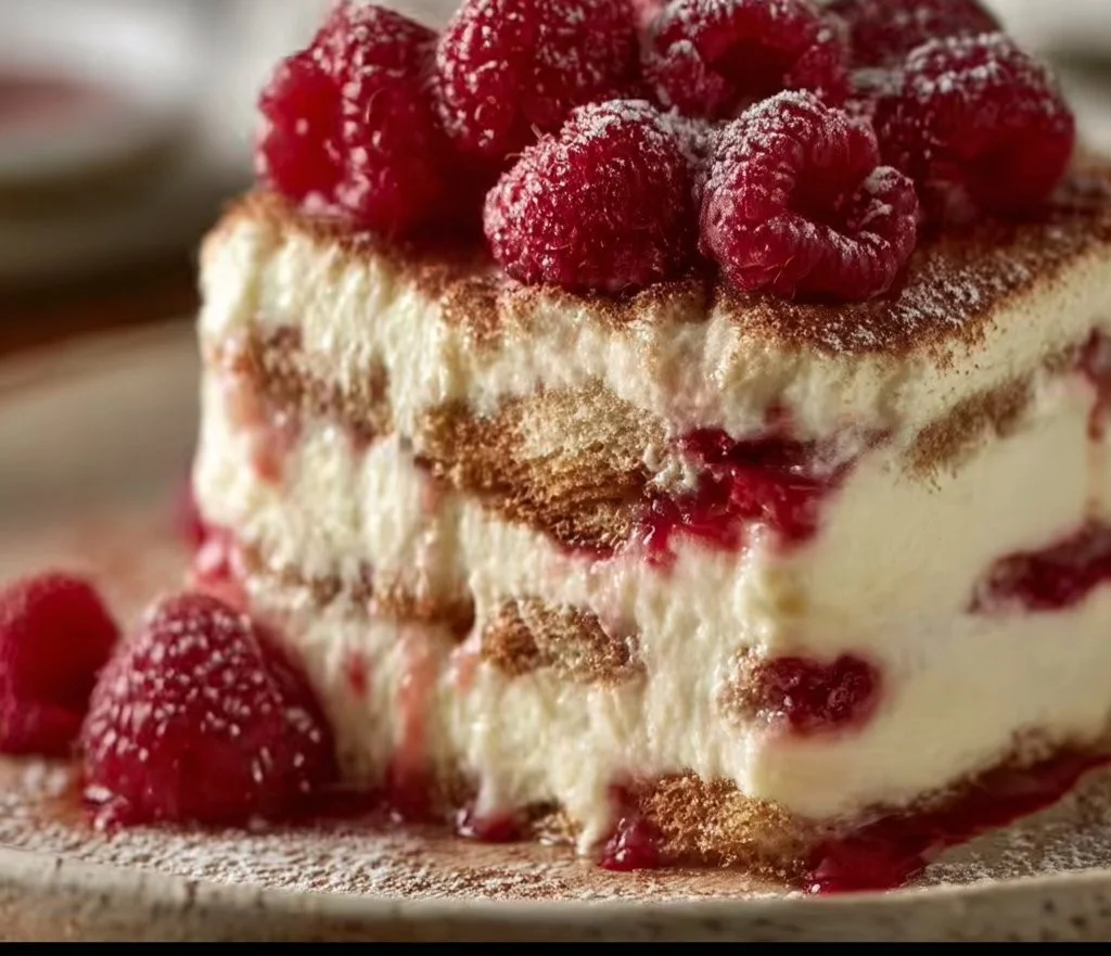 Tiramisu crémeux à la framboise