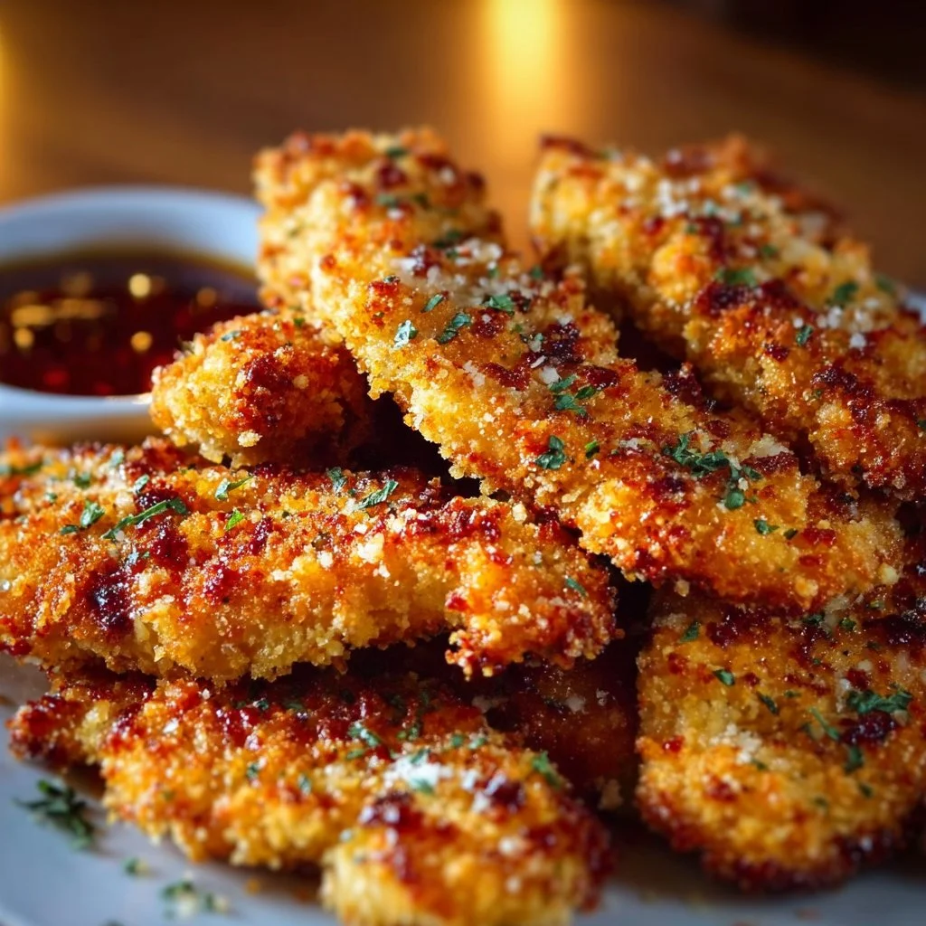 Aiguillettes de poulet panées au parmesan et croquant doré