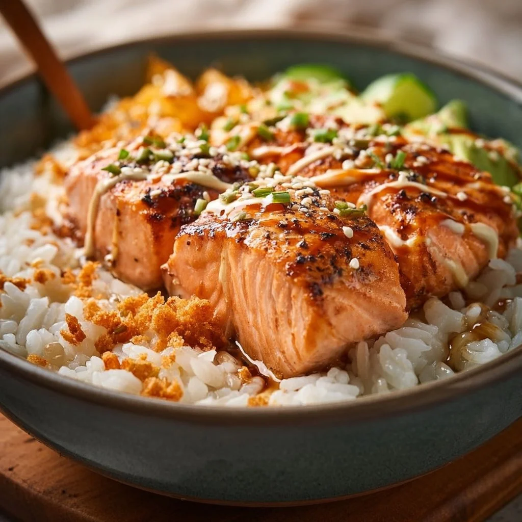 Bol de riz au saumon savoureux