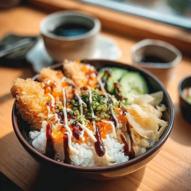 Bol de sushi Crunch Roll servi avec des ingrédients frais et colorés