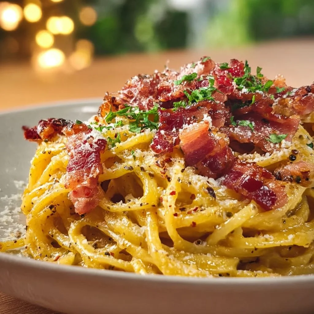 Recette de carbonara italienne authentique avec guanciale croustillant