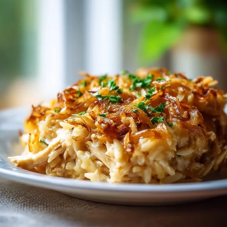 Casserole de poulet aux oignons et orzo savoureux, plat français