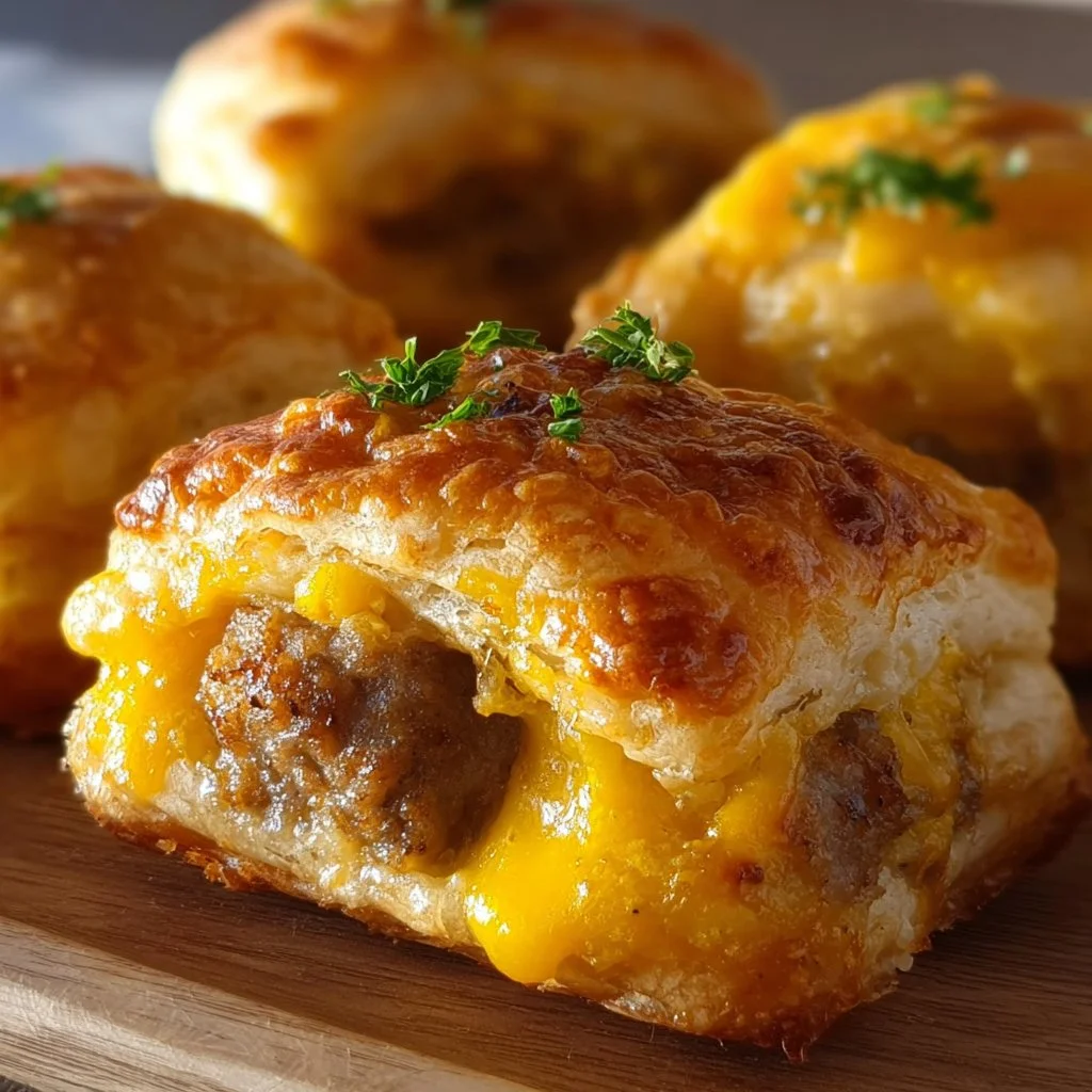 Chaussons du petit-déjeuner à la saucisse, œuf et fromage