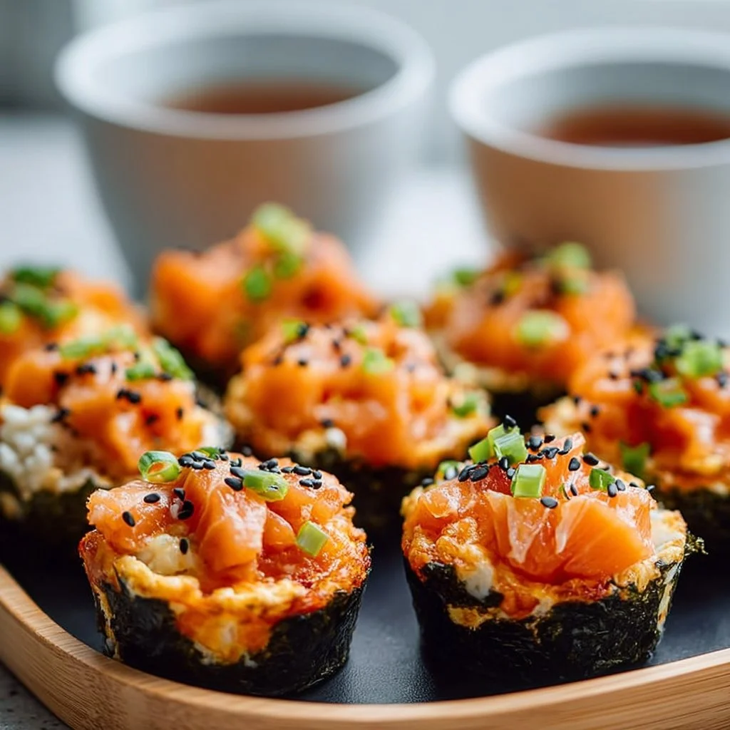 Recette de coupes de sushi au saumon cuit au four