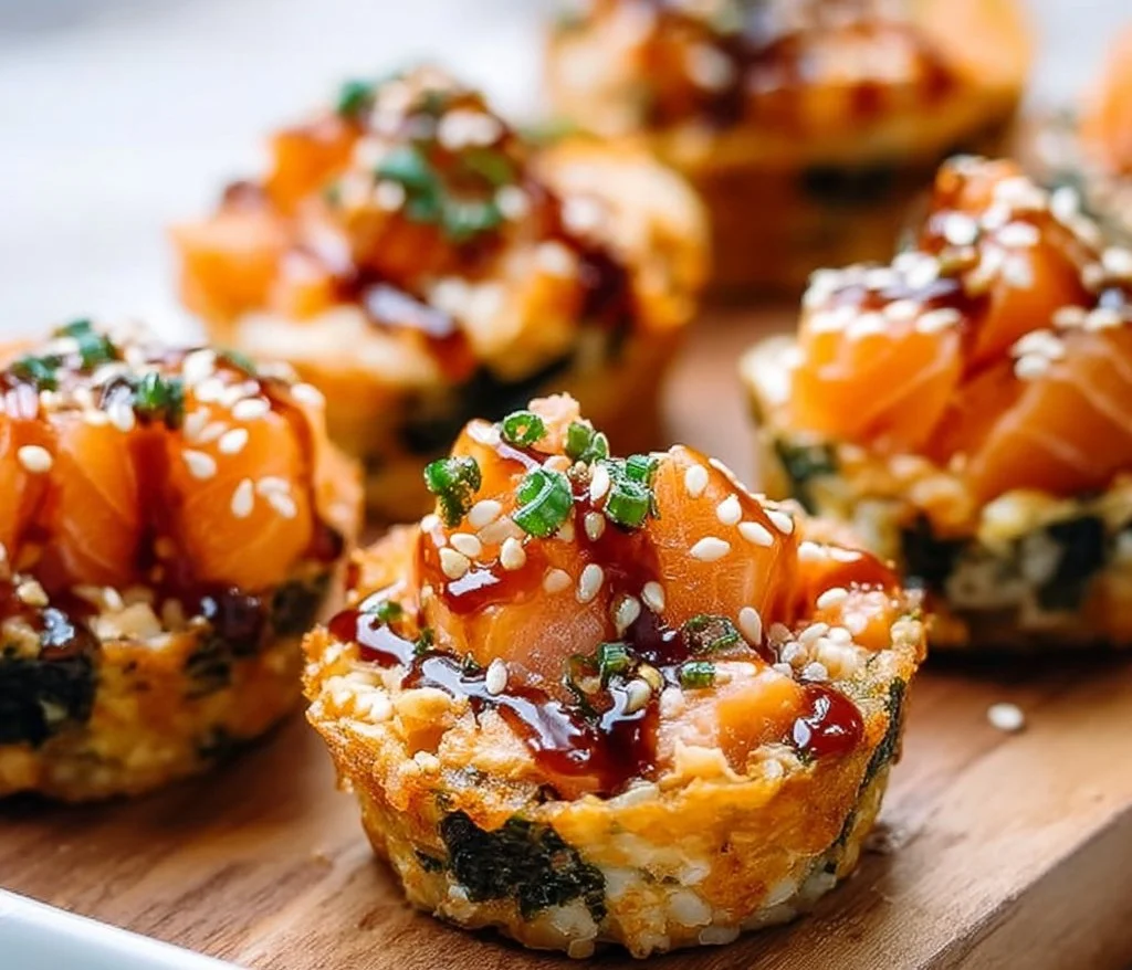 Coupes de sushi au saumon au four