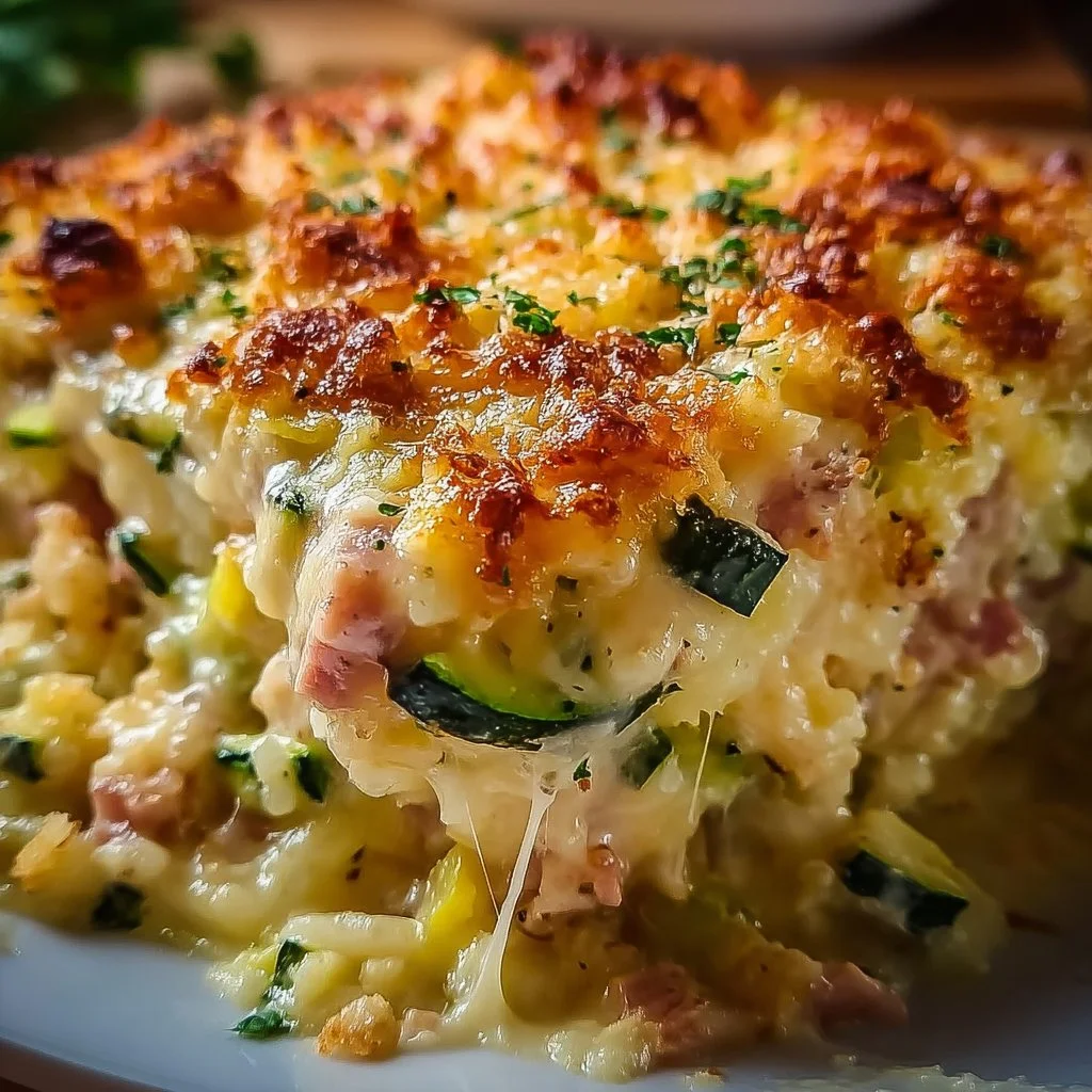 Gratin de courgettes au jambon et riz crémeux : un délice réconfortant