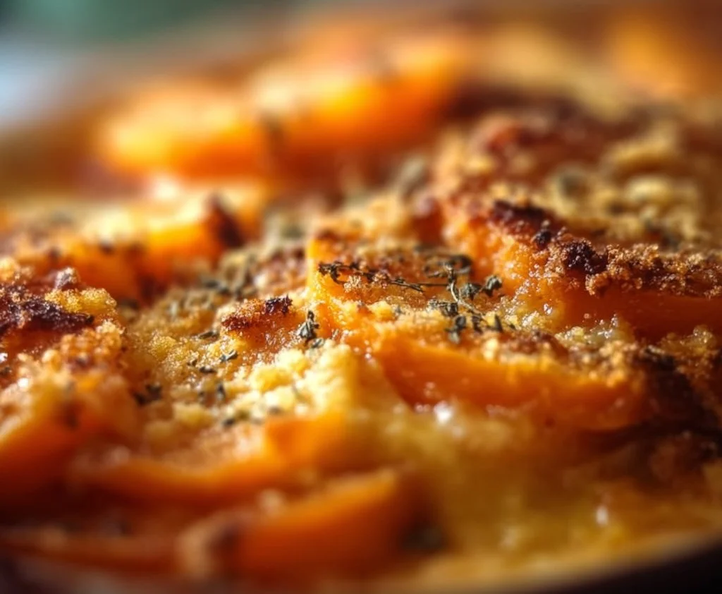 Gratin de patates douces dorées au four