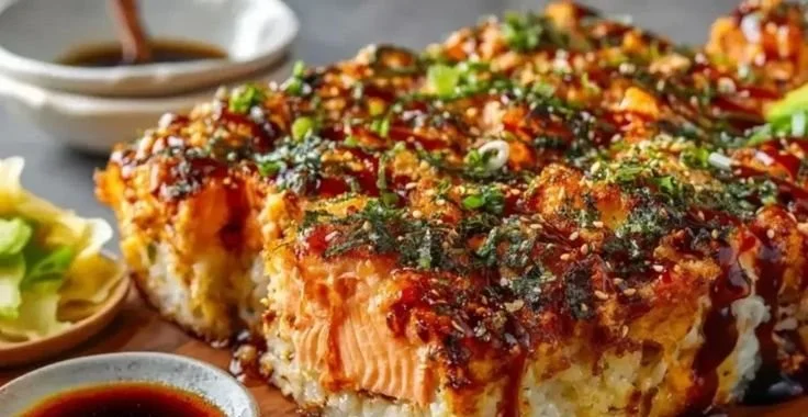 Gratin de saumon &eacute;pic&eacute; fa&ccedil;on sushi