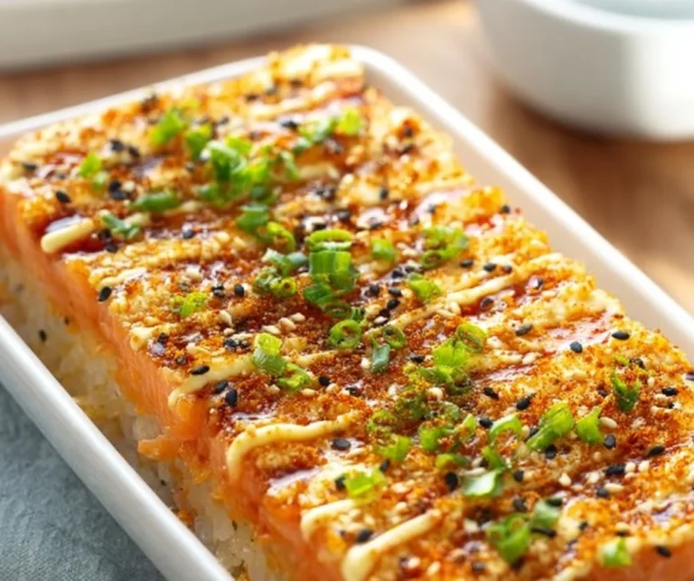 Gratin de saumon sushi savoureux et réconfortant, parfait pour les repas en famille.