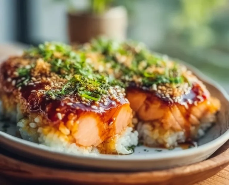 Gratin de saumon teriyaki façon sushi, une recette gourmande et originale.