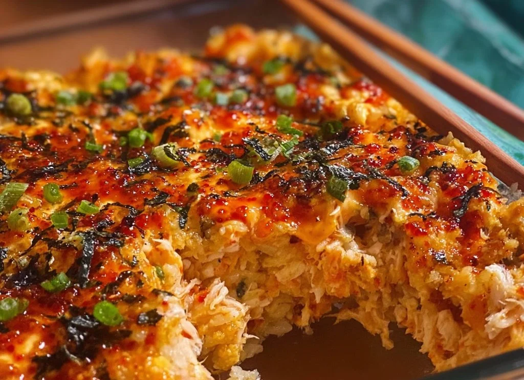 Gratin de sushi au crabe épicé