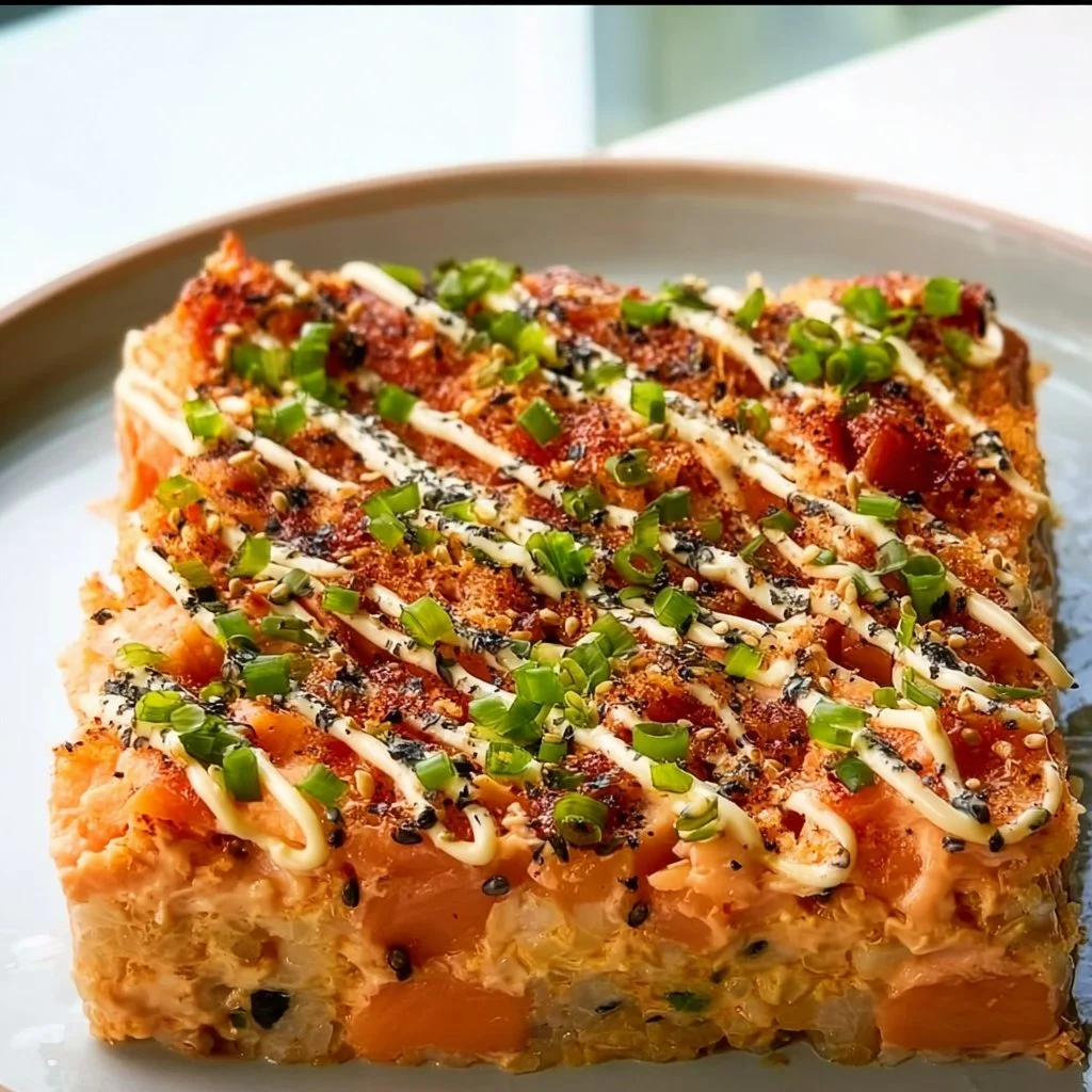 Gratin de sushi au saumon &eacute;pic&eacute;