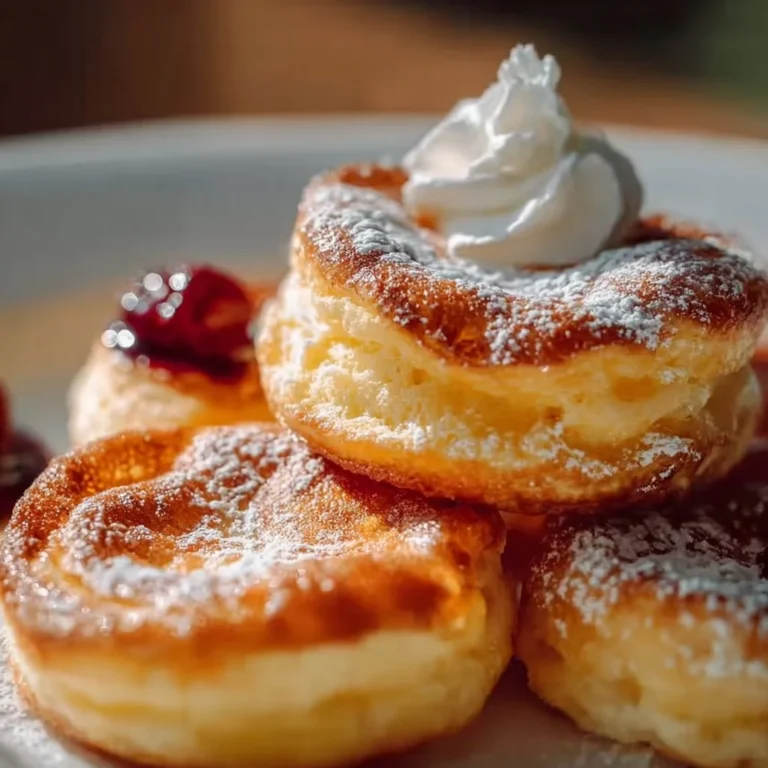 Assiette de mini-pancakes allemands dorés et garnis de fruits