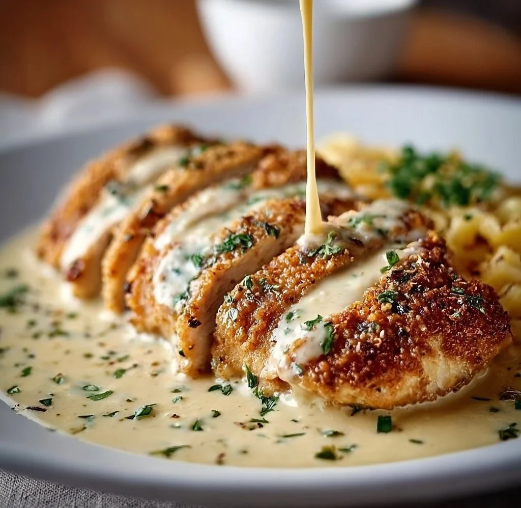 Plat de Parmesan Crémeux au Poulet, un délice réconfortant sur une table
