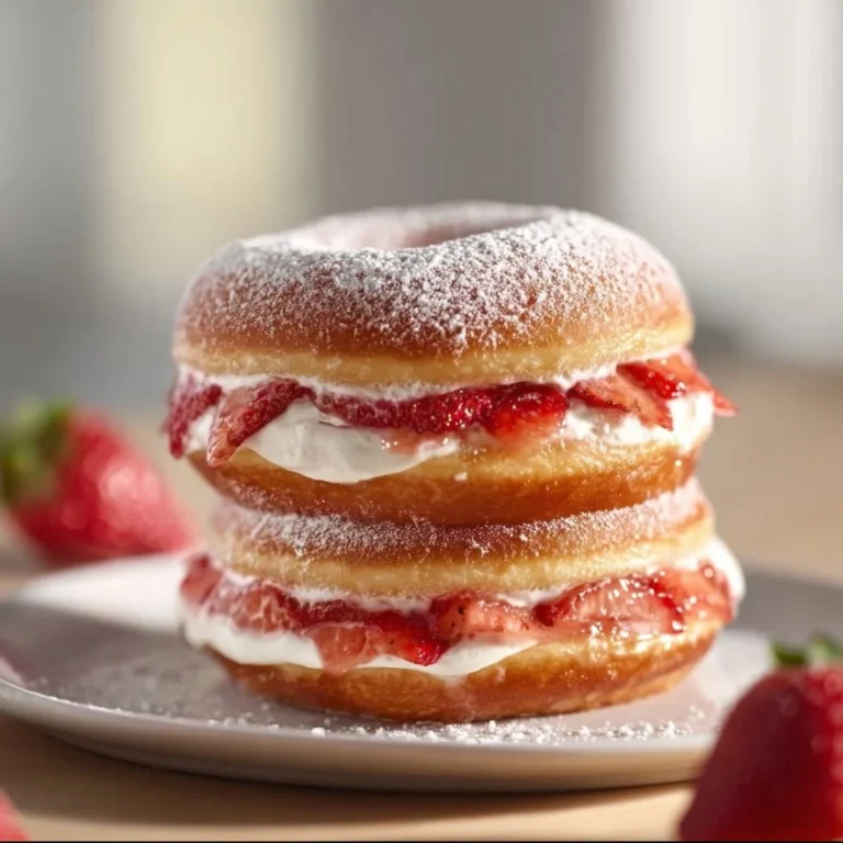 Sandwichs pancake-donut farcis à la crème de fraises
