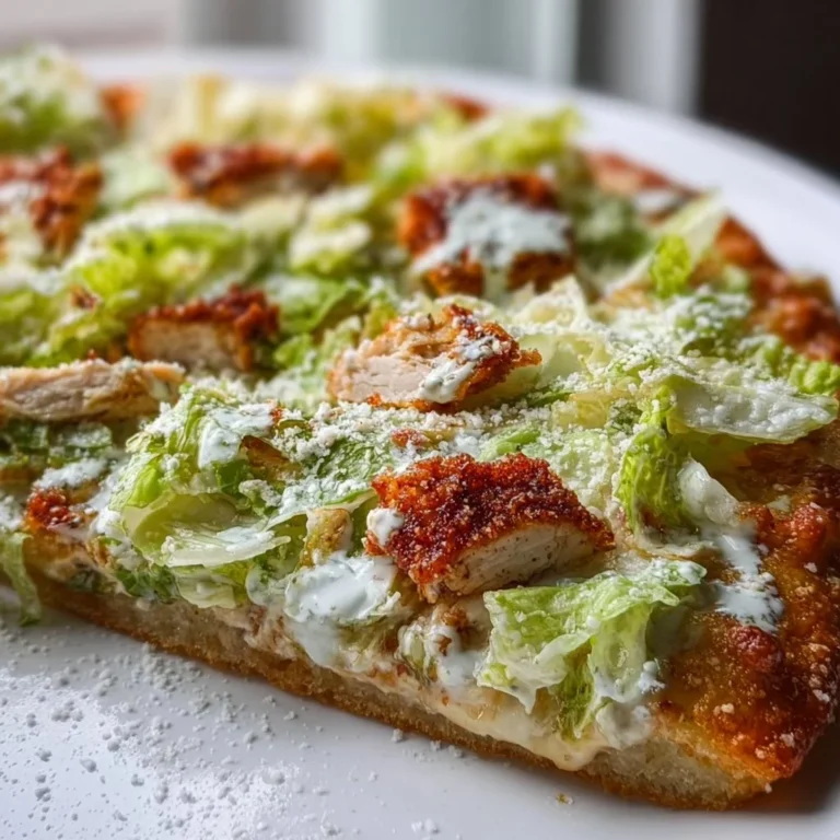 Pizza au Poulet façon César avec garnitures fraîches et croustillantes