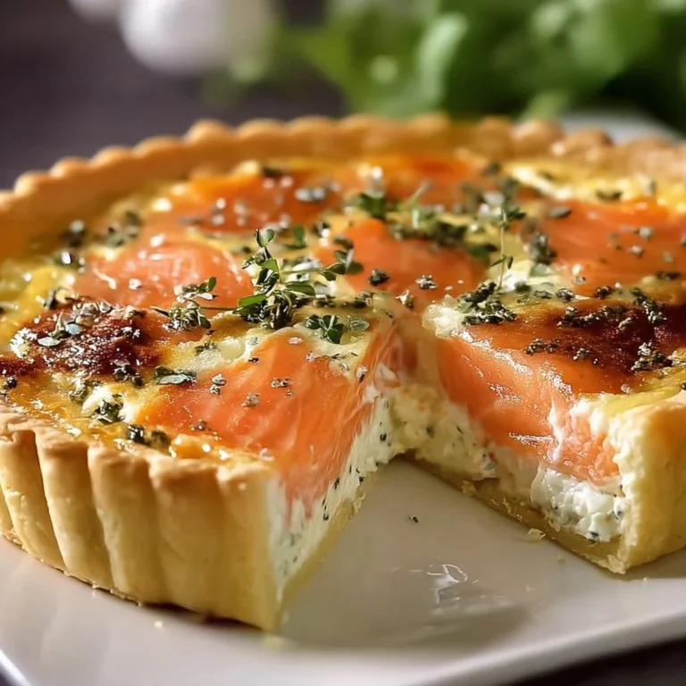 Quiche saumon fumé et fromage Boursin, plat savoureux et appétissant