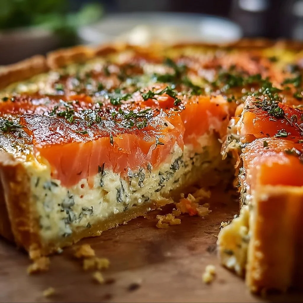 Quiche au saumon fumé et fromage Boursin