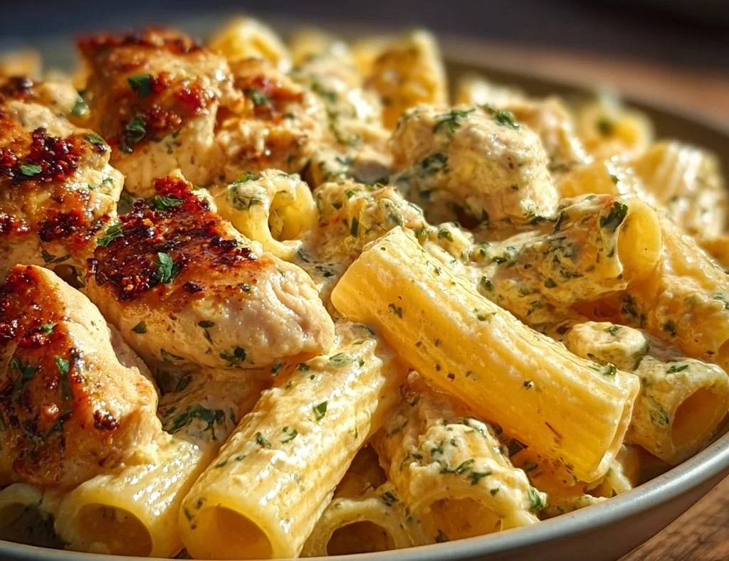 Rigatoni au poulet cr&eacute;meux et fromage